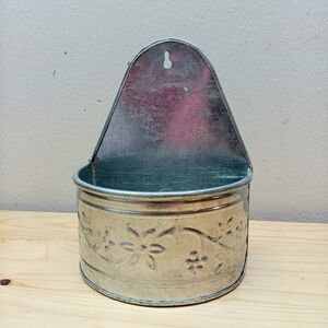 Vintage Hosley Floral Embossed Wall-Mounted Metal Planter